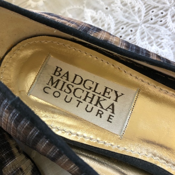 ~BADGLEY MISCHKA COUTURE~Leopard/Gold Crystal Detail Ballet Flats - Picture 3 of 12